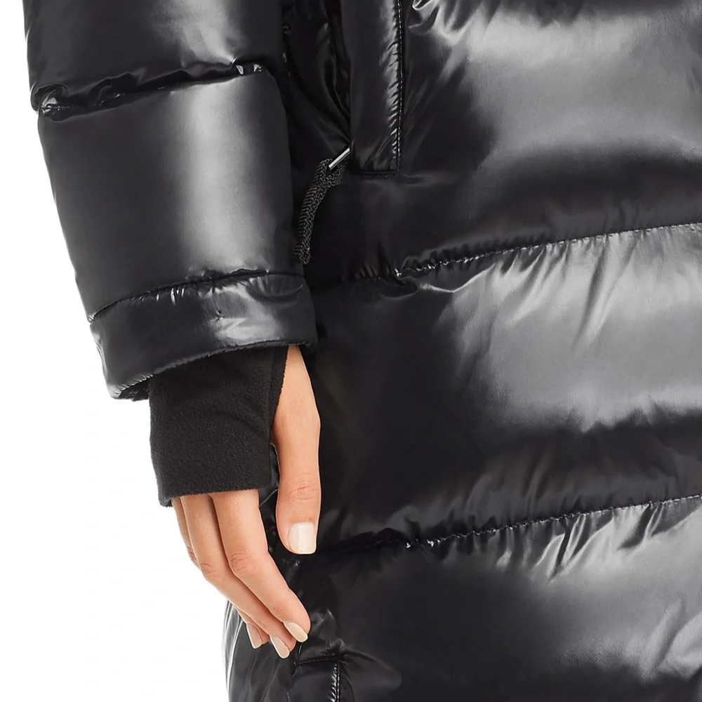 Aqua Glossy Hooded Puffer Jacket S - Picture 3 of 4
